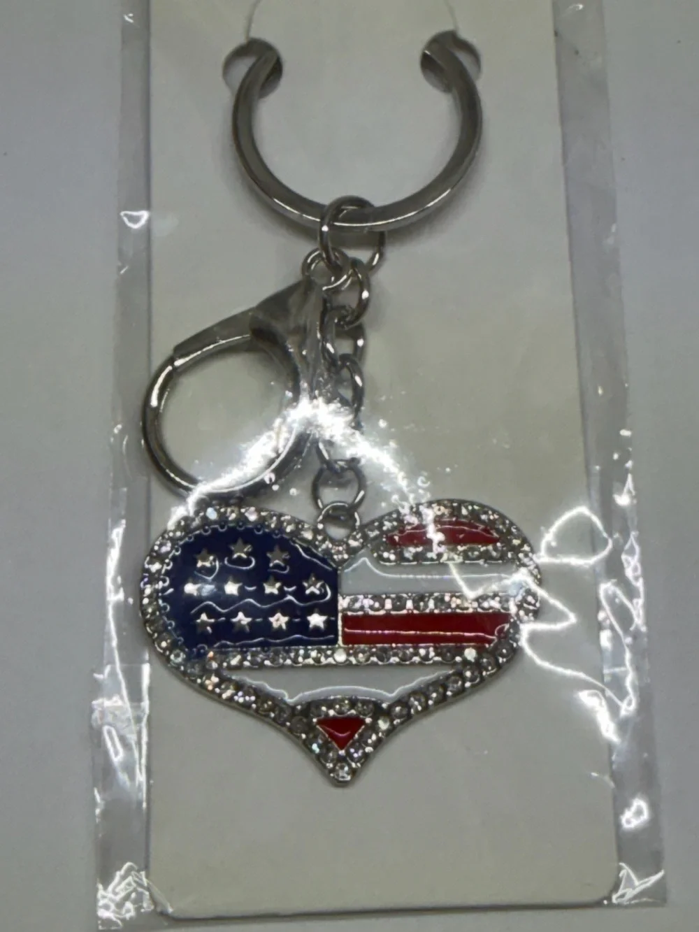 Keychain with American Flag Heart